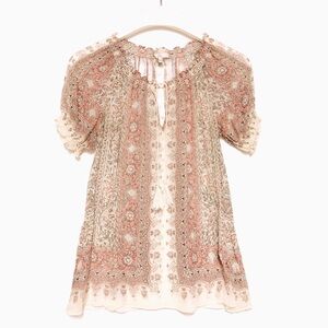 Joie Top Silk Masha Bohemian Peasant Sheer Womens Size XS Cottagecore Fairy Y2K